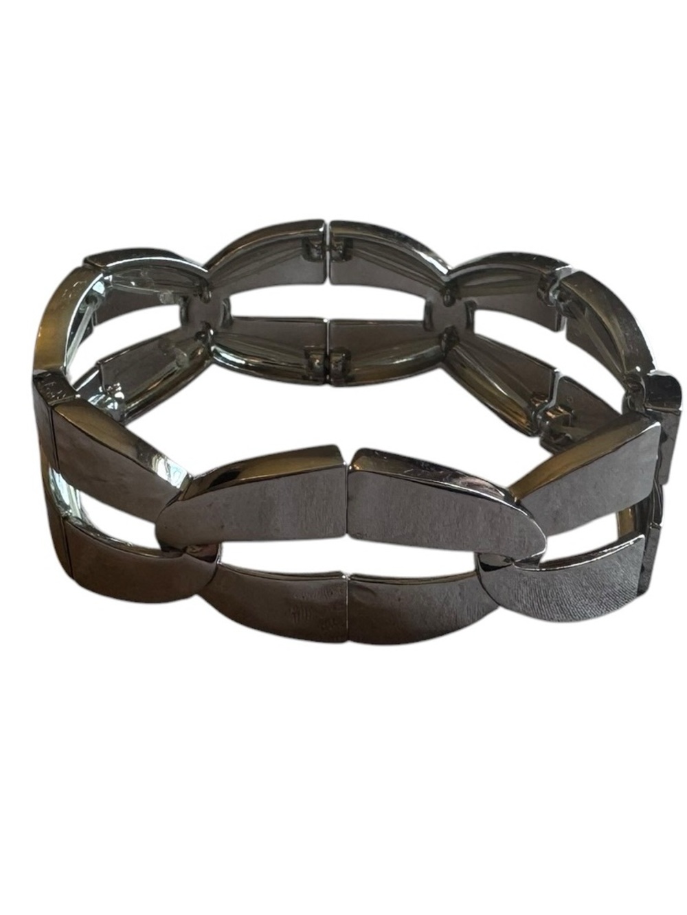 Chunky Silver Link Stretch Bracelet - Picture 4 of 7